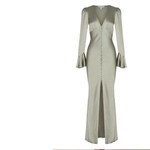 LA LUNE FRILL CUFF BIAS MIDI DRESS - SAGE